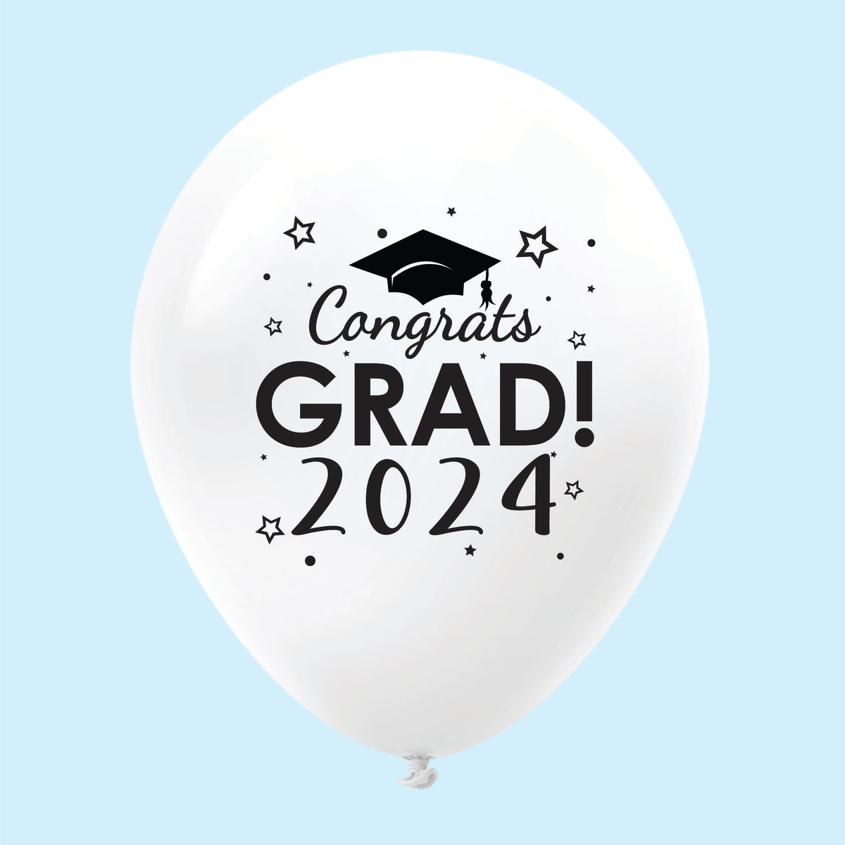 11" Congrats Grad 2024 Latex Balloons 25 Count White Bargain Balloons