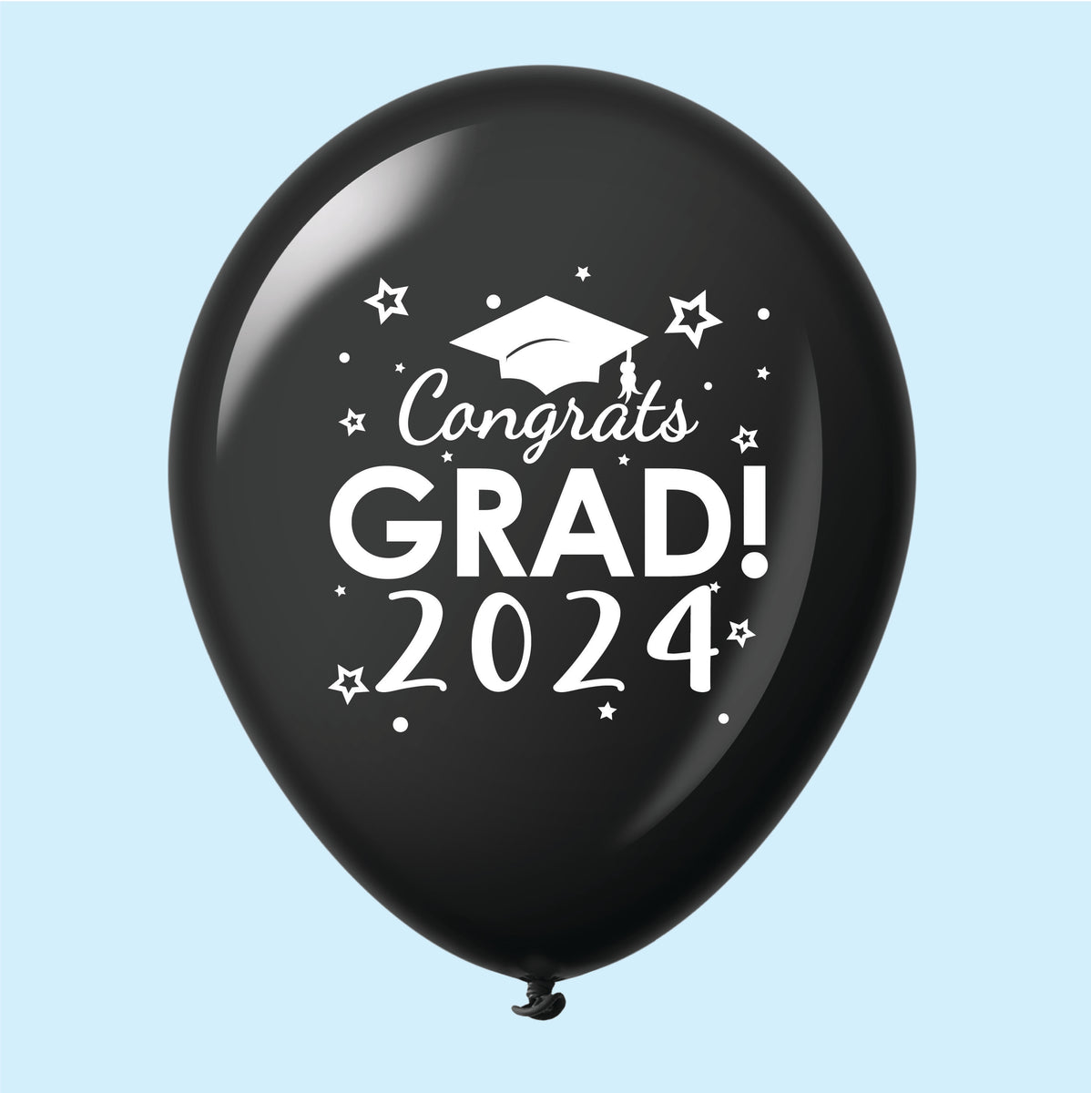11" Congrats Grad 2024 Latex Balloons 25 Count Black Bargain Balloons