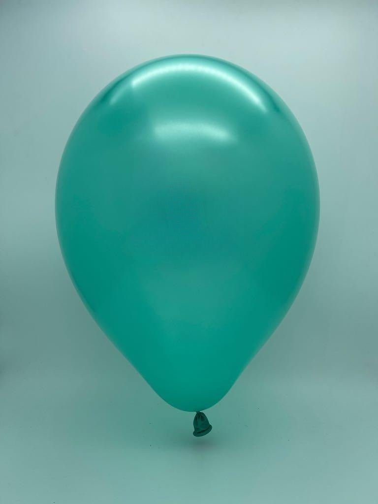 Inflated Balloon Image 12" Metallic Mint Green Decomex Latex Balloons (100 Per Bag)