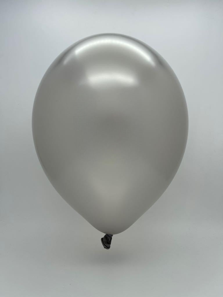 Inflated Balloon Image 5 Inch Tuftex Latex Balloons (50 Per Bag) Silver