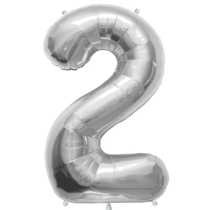 34" Northstar Brand Packaged Number 2 - Silver Foil Balloon
