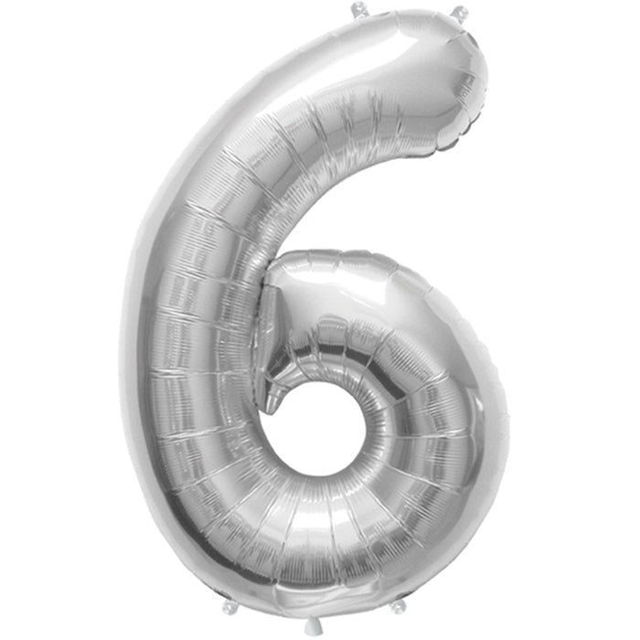 34" Northstar Brand Packaged Number 6 - Silver Foil Balloon
