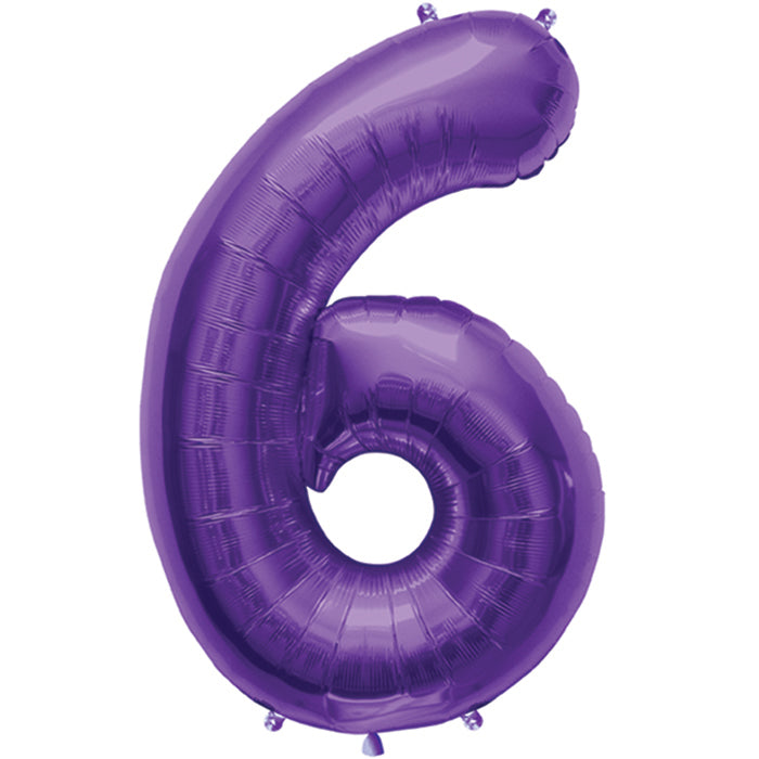 34" Northstar Brand Packaged Number 6 - Purple Foil Balloon