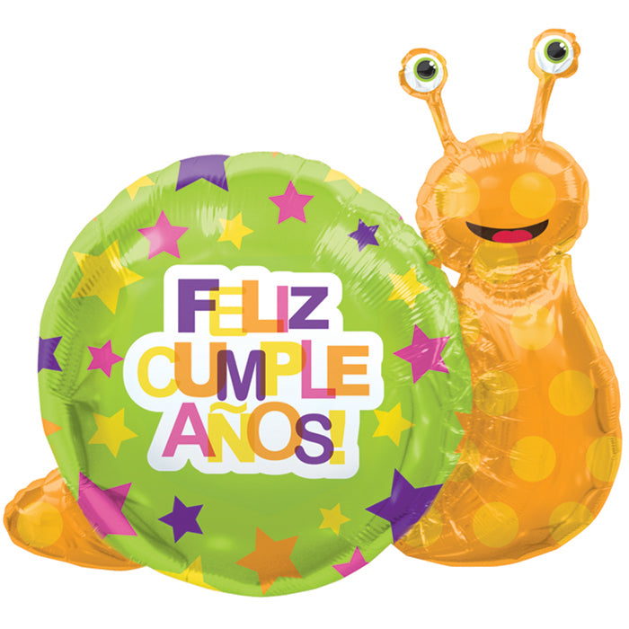 41" Foil Balloon Feliz Cumpleaños Snail (Spanish)