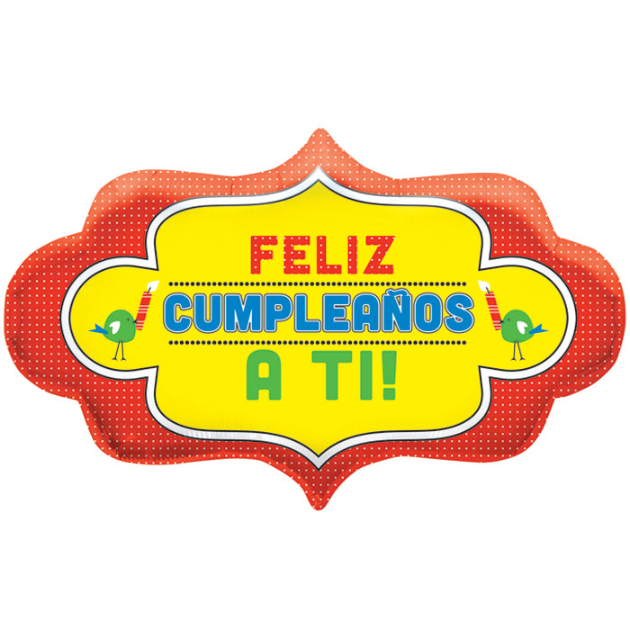28" Foil Balloon Feliz Cumpleaños A Ti Dotty Frame (Spanish)