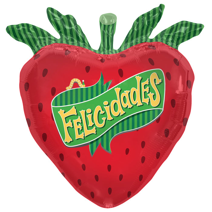 28" Foil Balloon Felicidades Strawberry (Spanish)