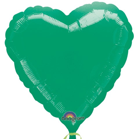 18" Green Heart Packaged Balloon