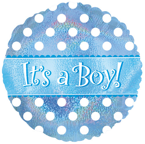 18" It's a Boy Dots Mylar Balloon