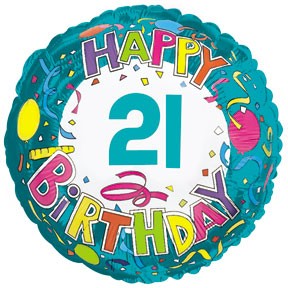 18" Happy 21 Birthday Streamers Foil Balloon