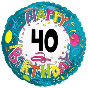 18" Happy 40 Birthday Streamers Foil Balloon