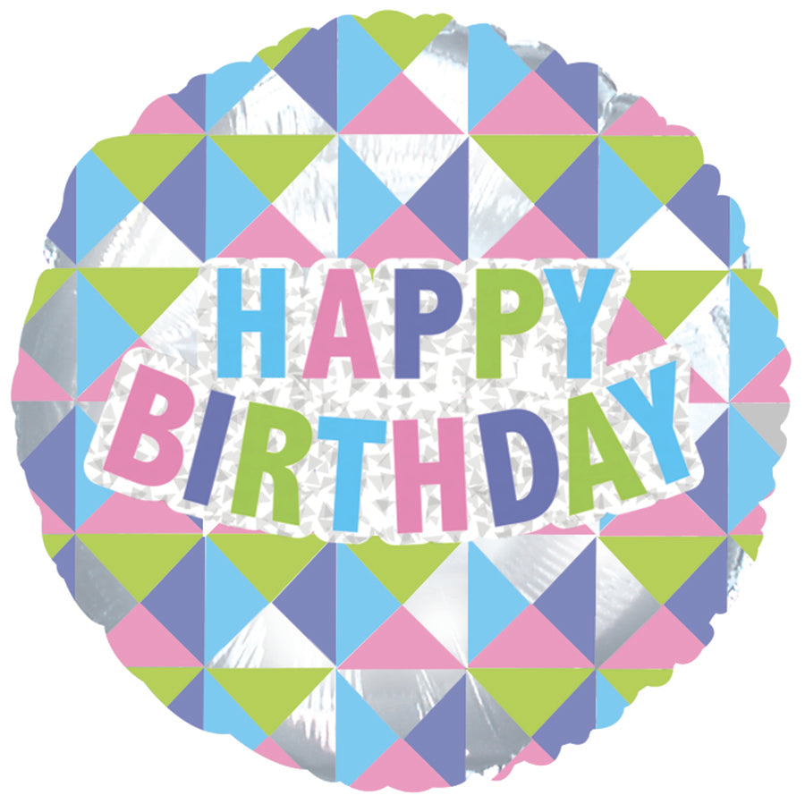 17" Happy Birthday Geometric Foil Balloon