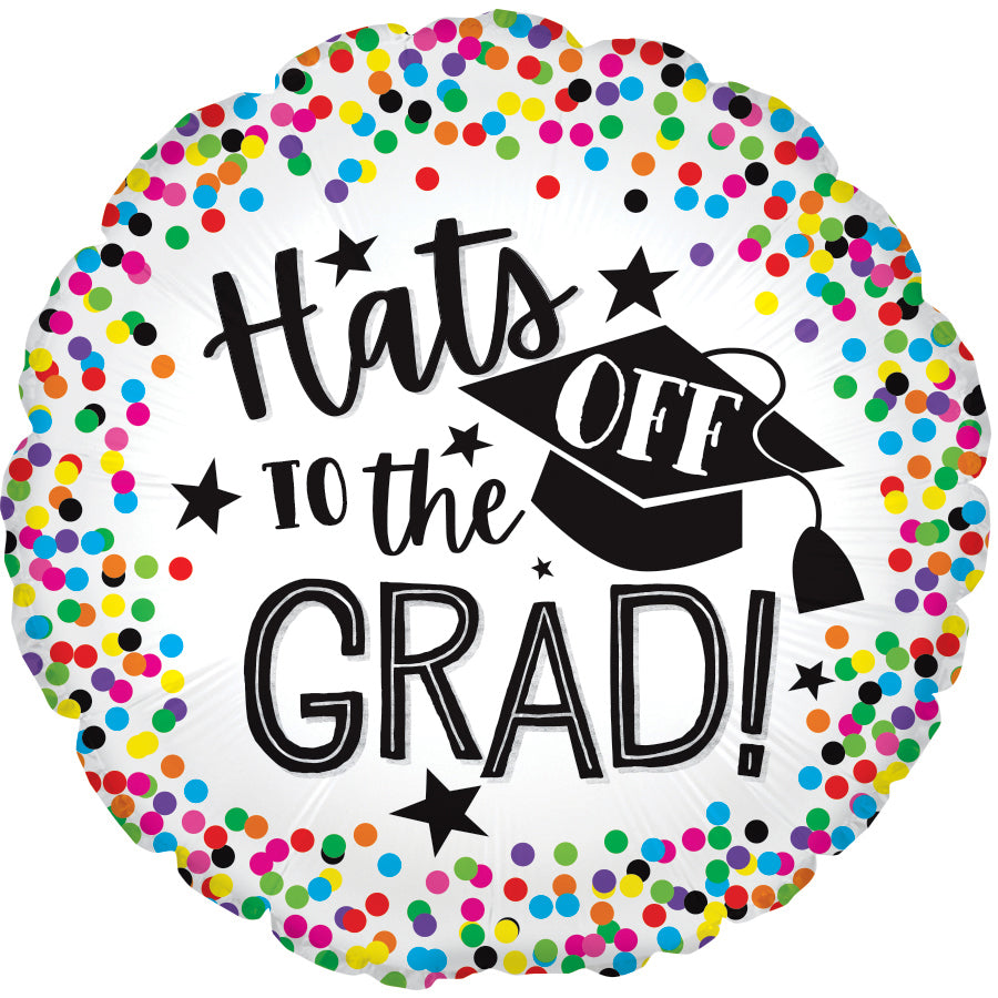 17" Hats Off To Grad Foil Balloons