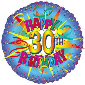 17" Happy Birthday 30th Burst Packaged Balloon