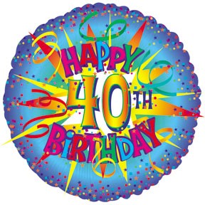 17" Happy Birthday 40th Burst Packaged Balloon