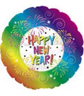 18" Happy New Year Rainbow Border Foil Balloon
