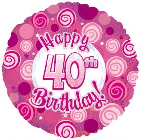 17" Happy 40 Birthday Pink Dazzeloon Packaged Balloon