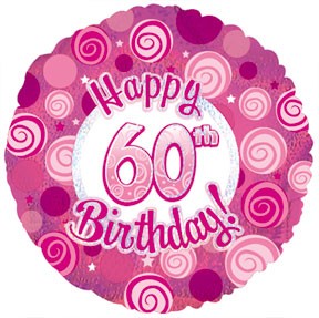 18" Happy 60th Birthday Pink Dazzeloon Balloon