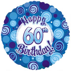 18" Happy 60th Birthday Blue Dazzeloon Balloon