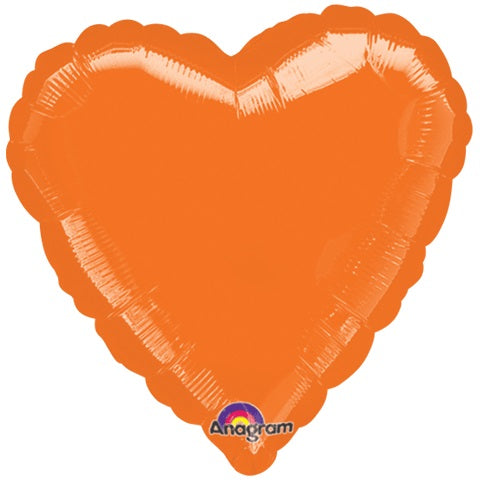 18" Metallic Orange Heart Anagram Brand Balloon