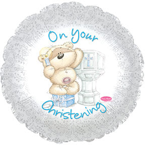 17" On Your Christening Boy Balloon Packaged