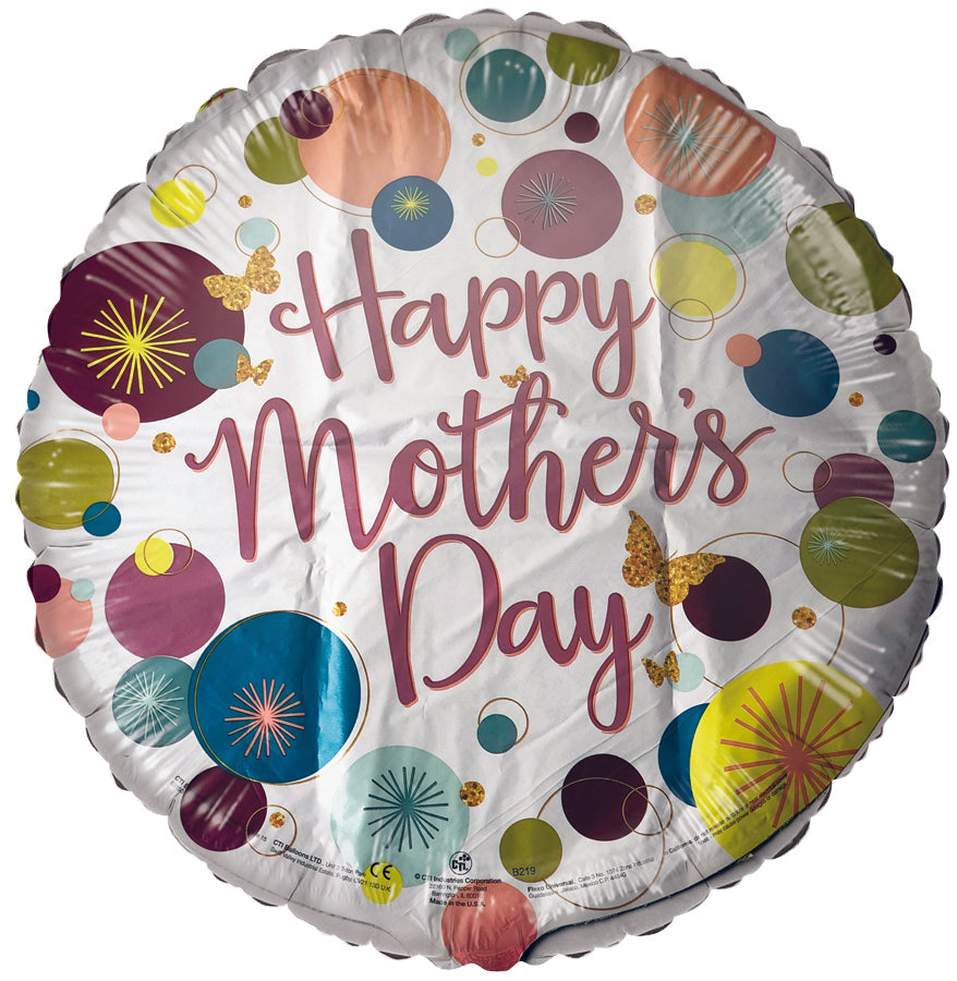 18" Happy Mother's Day Dots Foil Balloon