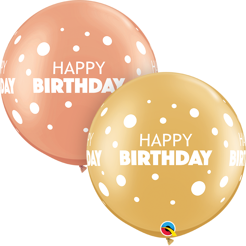 36" (2 per bag) Birthday Big & Little Dots Latex Balloons