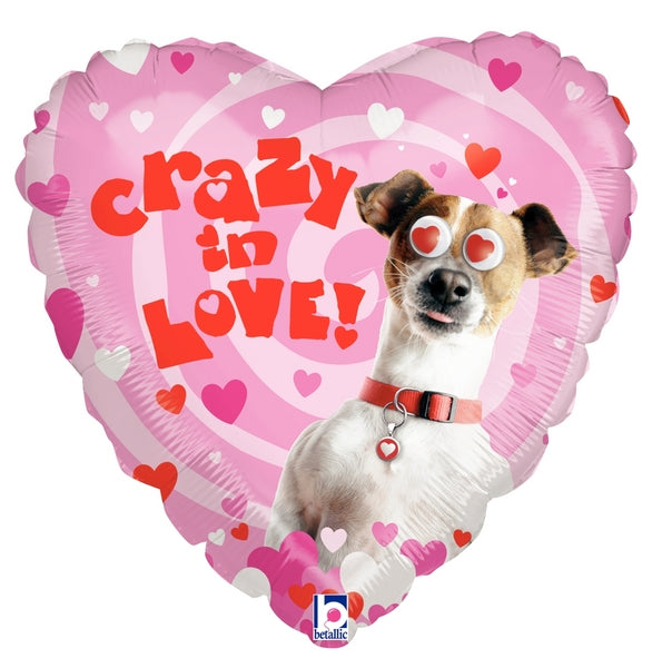 21" Two-Sided Packaged Crazy in Love Dog Crazy Eyes Balloon
