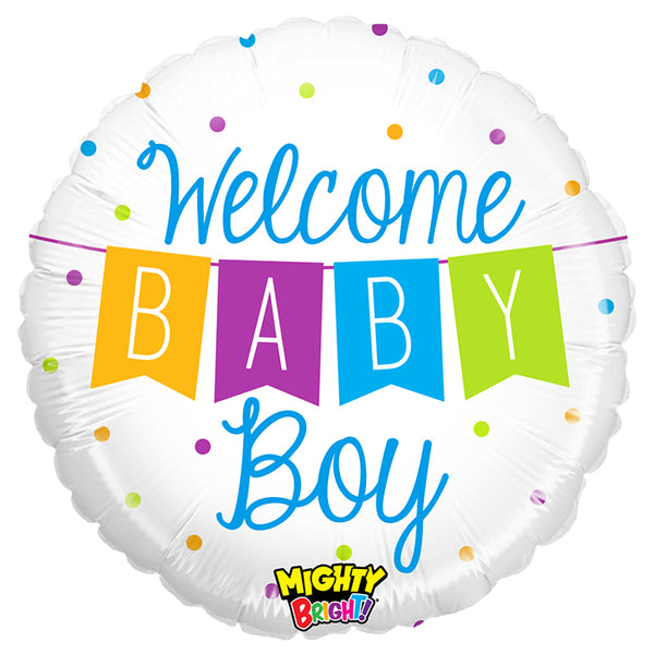 21" Mighty Bright Balloon Mighty Baby Boy Banner