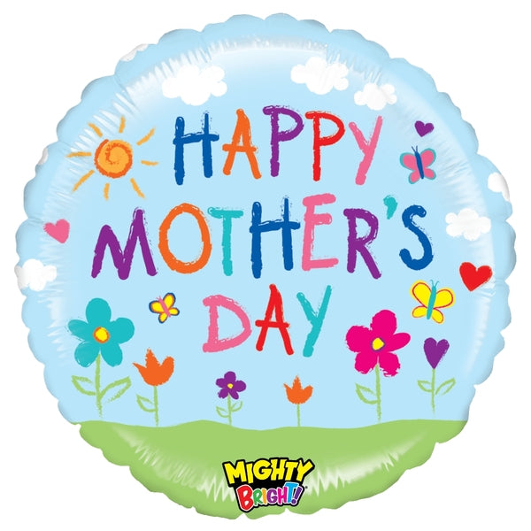 21" Mighty Bright Packaged Mighty Mother's Day Drawing Foil Balloon