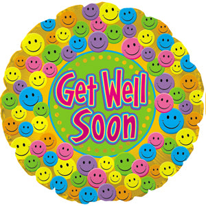 4.5" Airfill Only Foil Balloon Get Well Soon Smiley