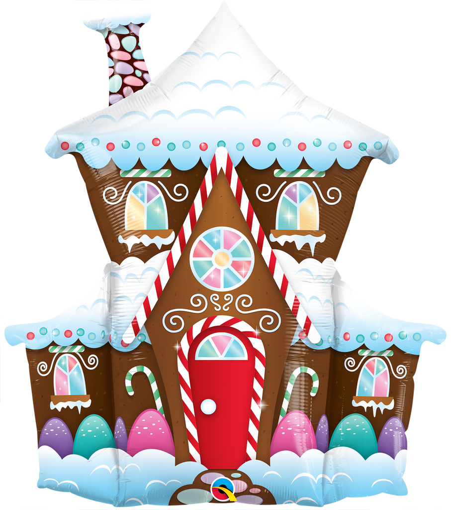37" Decorated Gingerbread House Foil Balloon