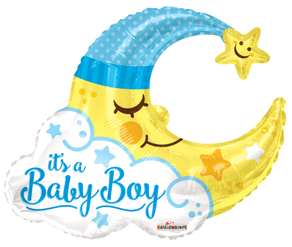 36" Baby Boy Moon Shape Gellibean Balloon