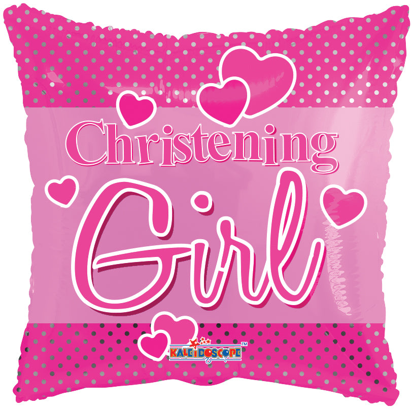 18" Christening Girl Dots Balloon