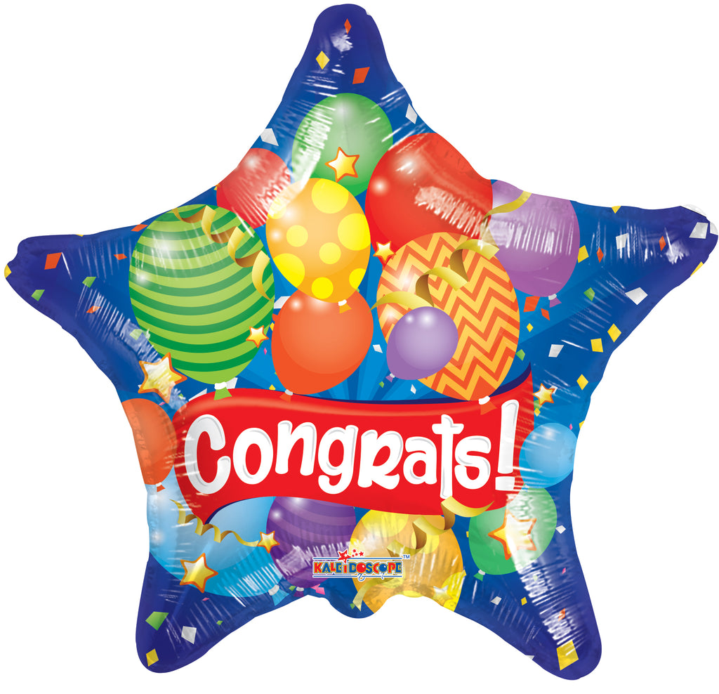 9" Airfill Only Star Congrats Festive Gellibean Balloon