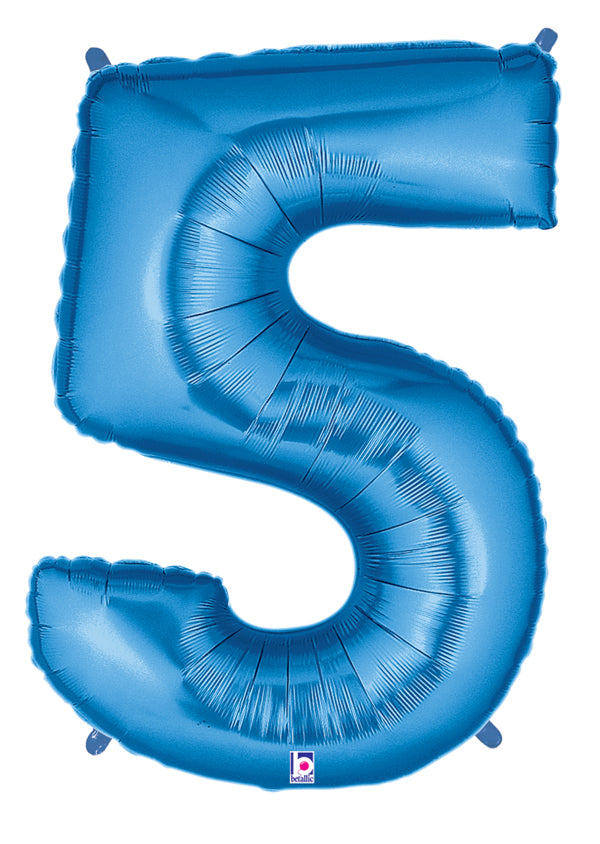 40" Large Number Balloon 5 Blue