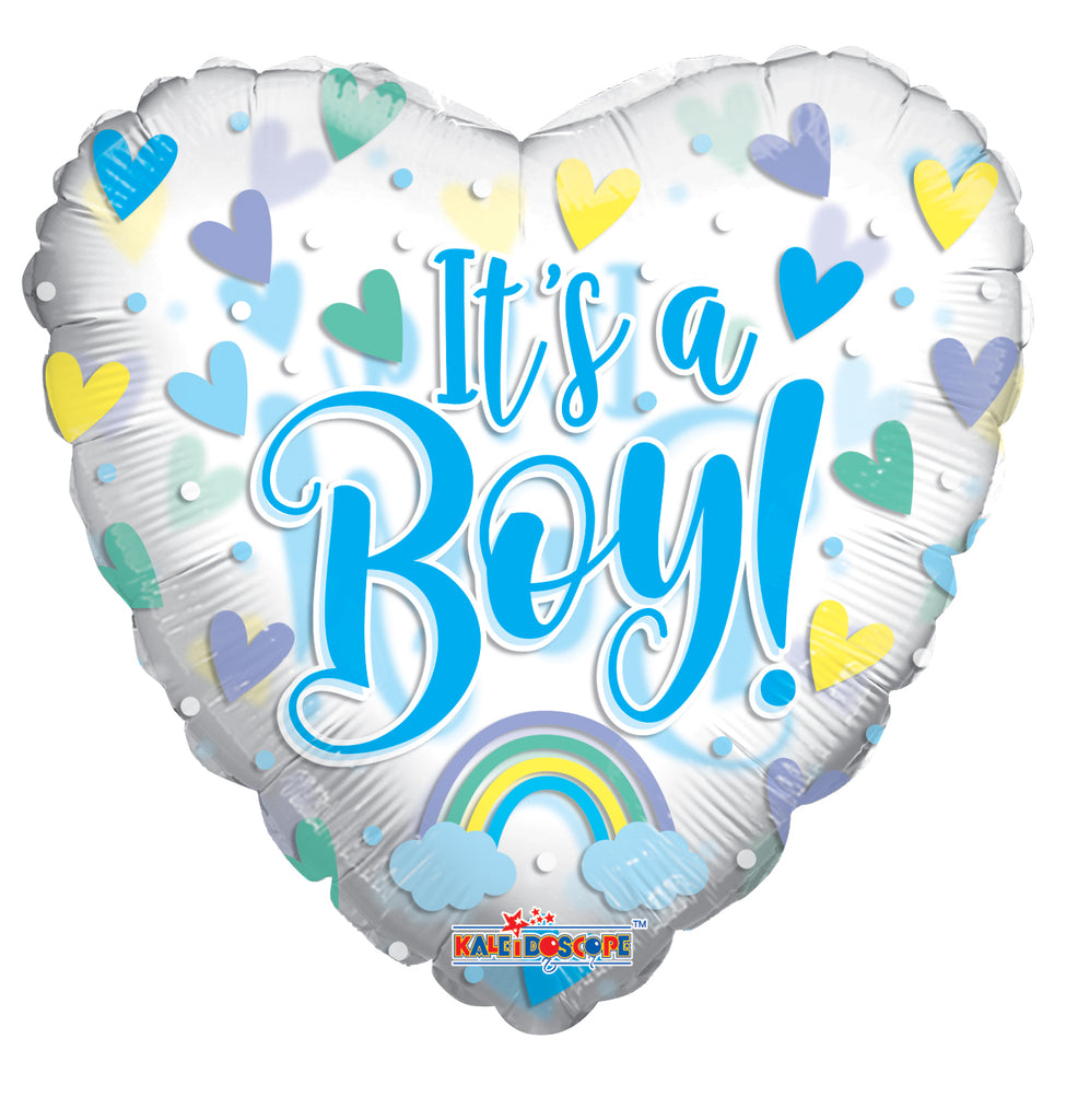 36" It's A Boy Hearts Clearview Foil Balloons