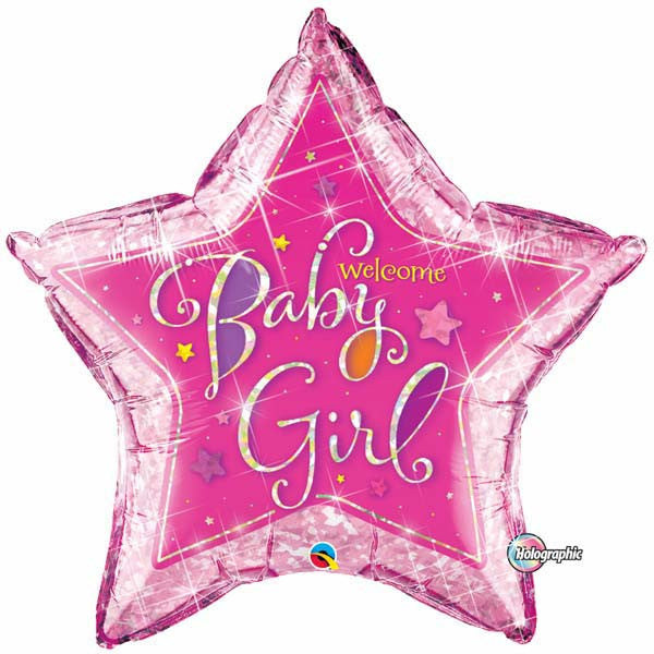 36" Welcome Baby Girl Stars Jumbo Balloon