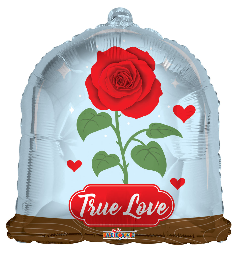 18" True Love Rose In Glass Foil Balloon