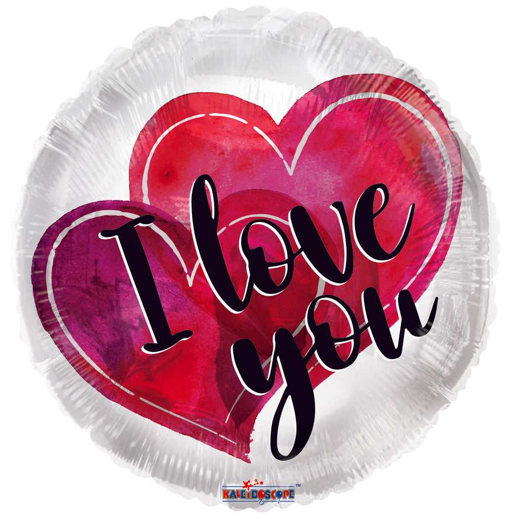 4" Airfill Only I Love You Watercolor Hearts Foil Balloon