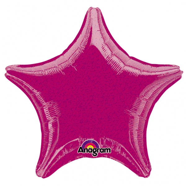 18" Anagram Brand Holographic Star Fuchsia Dazzler Balloon