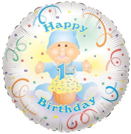 18" Baby Boy 1st Birthday Cupcake Balloon