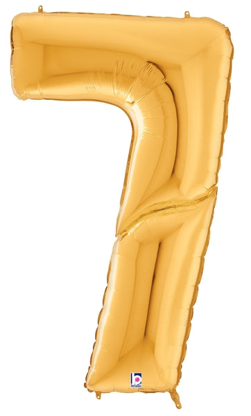 64" Foil Shaped Gigaloon Balloon Packaged Number 7 Gold