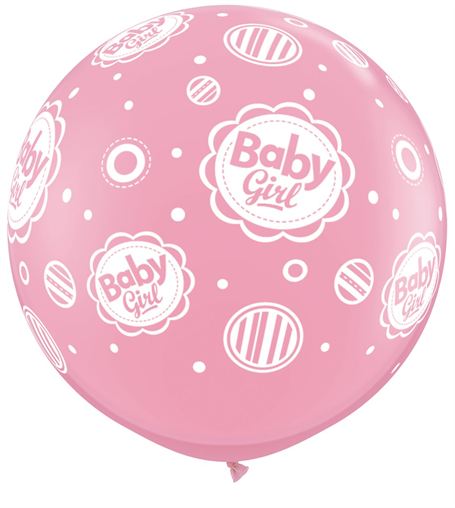 36" Pale Pink Baby Girl Dots (2 Count) Latex Balloons
