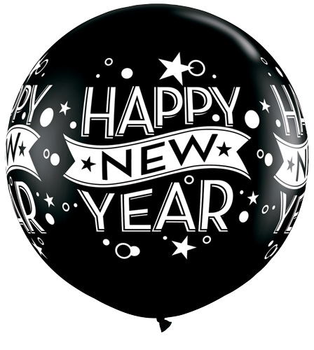36" Black Happy New years Confetti balloon (2 Count)