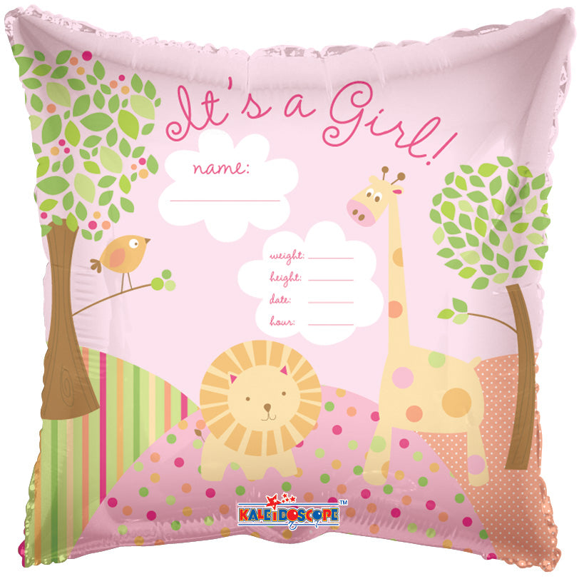 18" It's A Girl Jungle Balloon Personalize writable