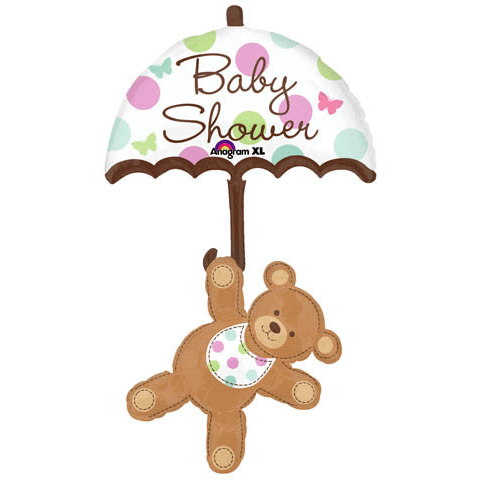 Baby Shower Umbrella & Bear Balloon