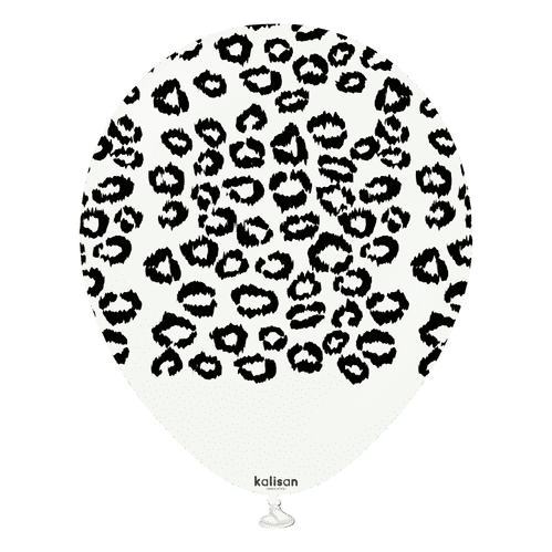 12" Safari Leopard White Printed Kalisan Latex Balloons (25 Per Bag)