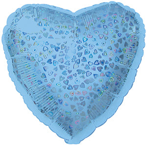 18" Light Blue Heart Pattern Dazzleloon Balloon