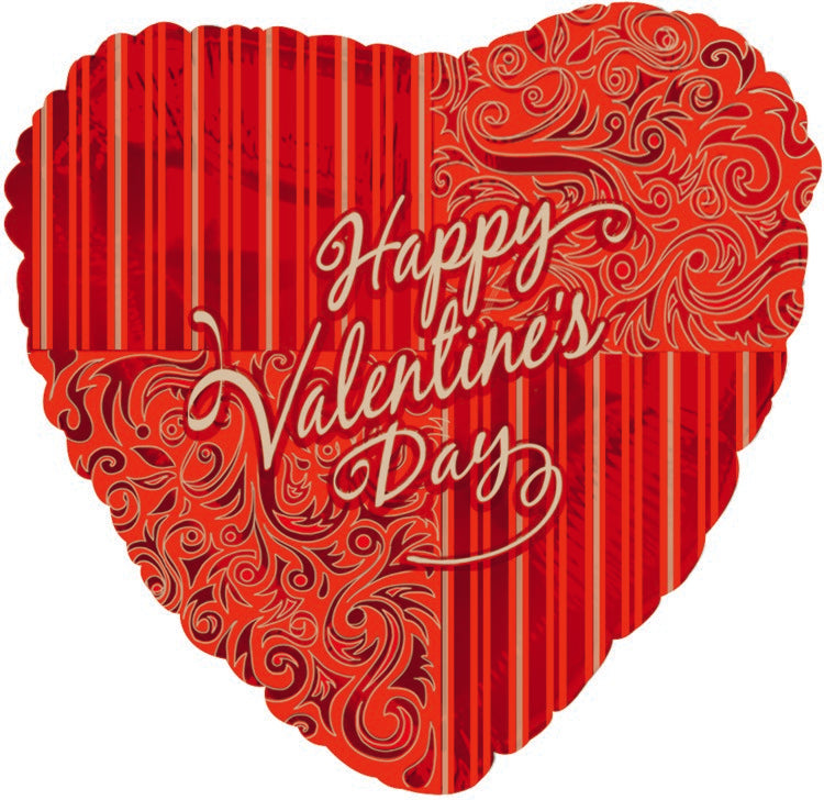 18" Happy Valentine's Day Stripes Balloon
