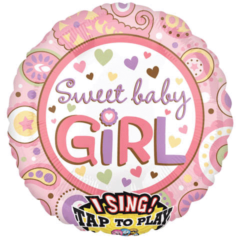 28" Sweet Baby Girl Jumbo Sing-A-Tune Balloon